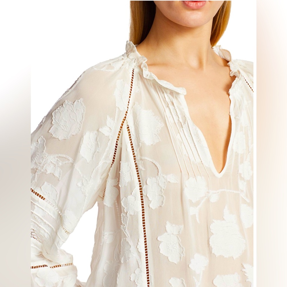 NWOT Joie Chaylse Textured Floral Blouse